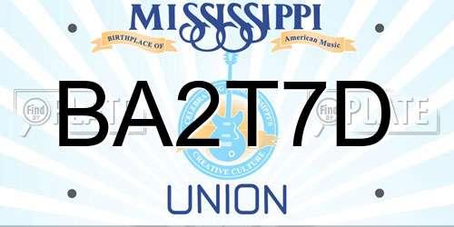 BA2T7D Mississippi License Plate