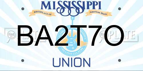 BA2T7O Mississippi License Plate
