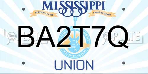 BA2T7Q Mississippi License Plate