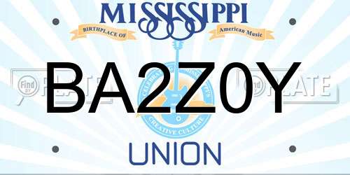 BA2Z0Y Mississippi License Plate