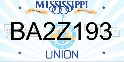 BA2Z193 Mississippi License Plate