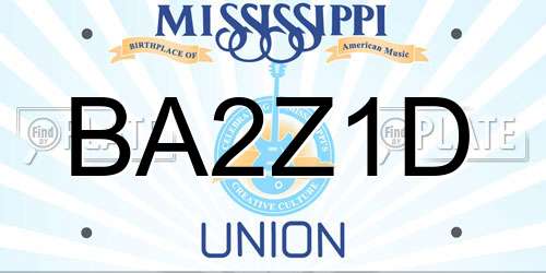 BA2Z1D Mississippi License Plate