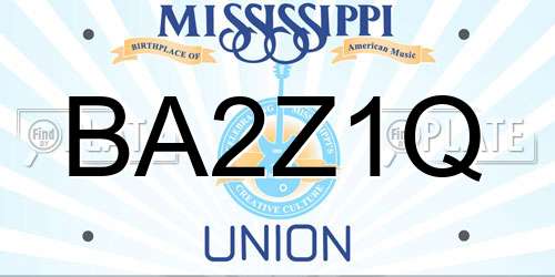 BA2Z1Q Mississippi License Plate