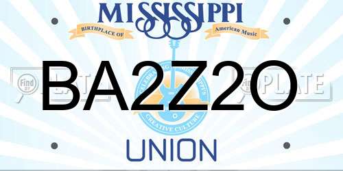 BA2Z2O Mississippi License Plate