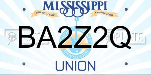 BA2Z2Q Mississippi License Plate