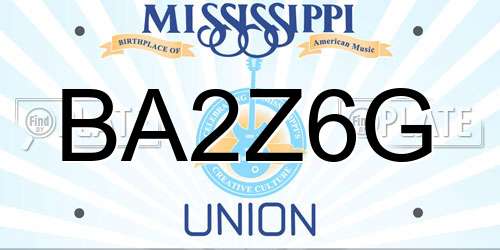 BA2Z6G Mississippi License Plate