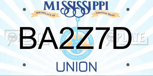 BA2Z7D Mississippi License Plate