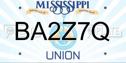 BA2Z7Q Mississippi License Plate
