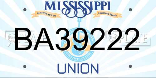 BA39222 Mississippi License Plate