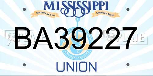 BA39227 Mississippi License Plate
