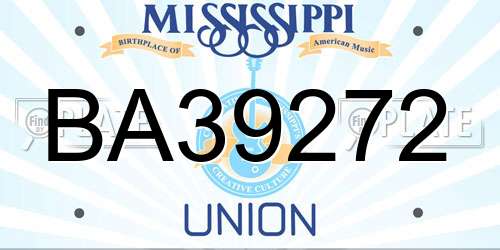 BA39272 Mississippi License Plate