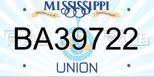 BA39722 Mississippi License Plate