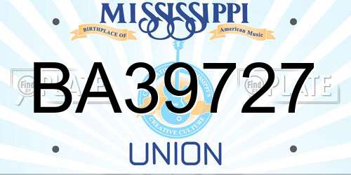 BA39727 Mississippi License Plate