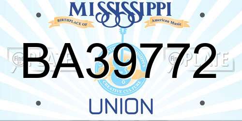 BA39772 Mississippi License Plate