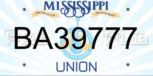 BA39777 Mississippi License Plate