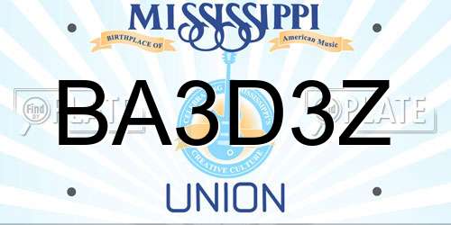 BA3D3Z Mississippi License Plate