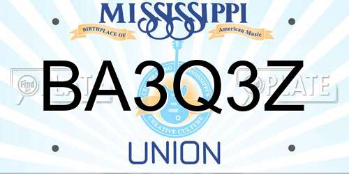 BA3Q3Z Mississippi License Plate