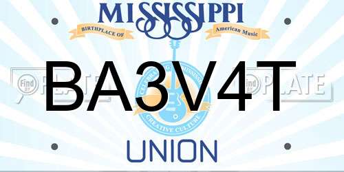 BA3V4T Mississippi License Plate