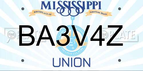 BA3V4Z Mississippi License Plate