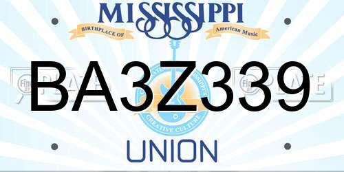 BA3Z339 Mississippi License Plate