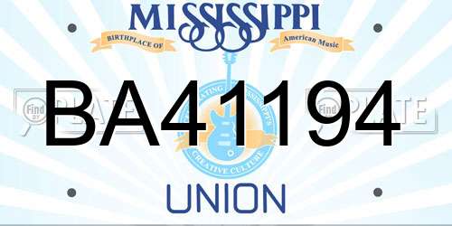 BA41194 Mississippi License Plate