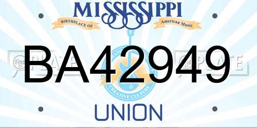 BA42949 Mississippi License Plate