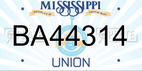 BA44314 Mississippi License Plate