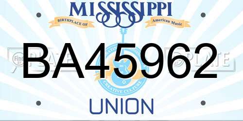 BA45962 Mississippi License Plate