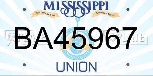 BA45967 Mississippi License Plate