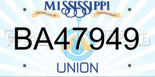 BA47949 Mississippi License Plate