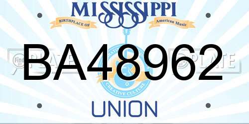 BA48962 Mississippi License Plate