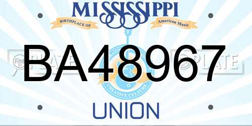 BA48967 Mississippi License Plate