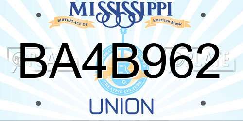 BA4B962 Mississippi License Plate