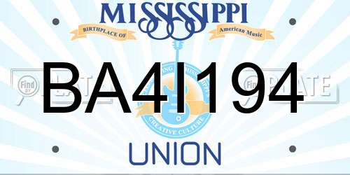 BA4I194 Mississippi License Plate