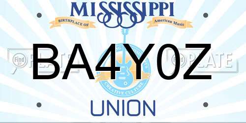 BA4Y0Z Mississippi License Plate