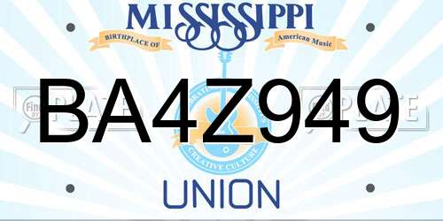 BA4Z949 Mississippi License Plate
