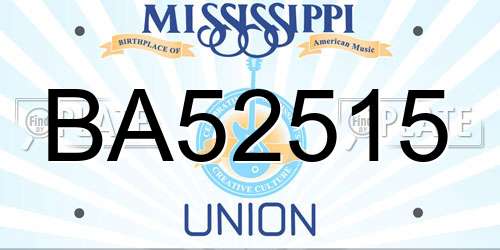 BA52515 Mississippi License Plate