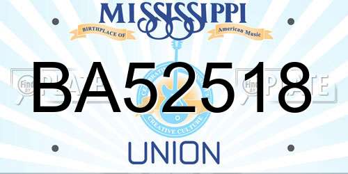 BA52518 Mississippi License Plate