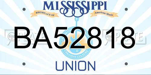BA52818 Mississippi License Plate