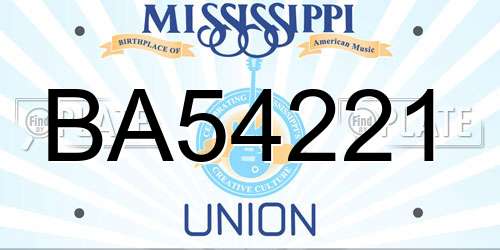 BA54221 Mississippi License Plate