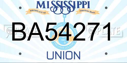 BA54271 Mississippi License Plate