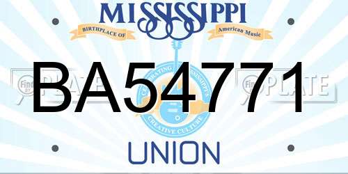 BA54771 Mississippi License Plate