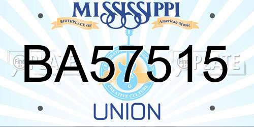 BA57515 Mississippi License Plate