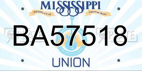 BA57518 Mississippi License Plate