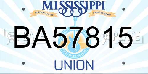 BA57815 Mississippi License Plate