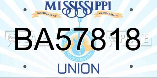 BA57818 Mississippi License Plate