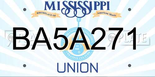 BA5A271 Mississippi License Plate