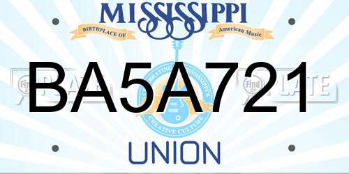 BA5A721 Mississippi License Plate