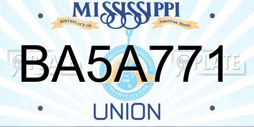 BA5A771 Mississippi License Plate