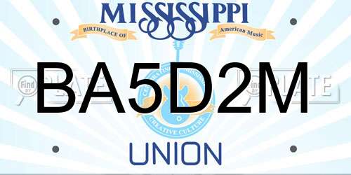 BA5D2M Mississippi License Plate